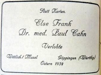Heiratsanzeige Else Frank 250